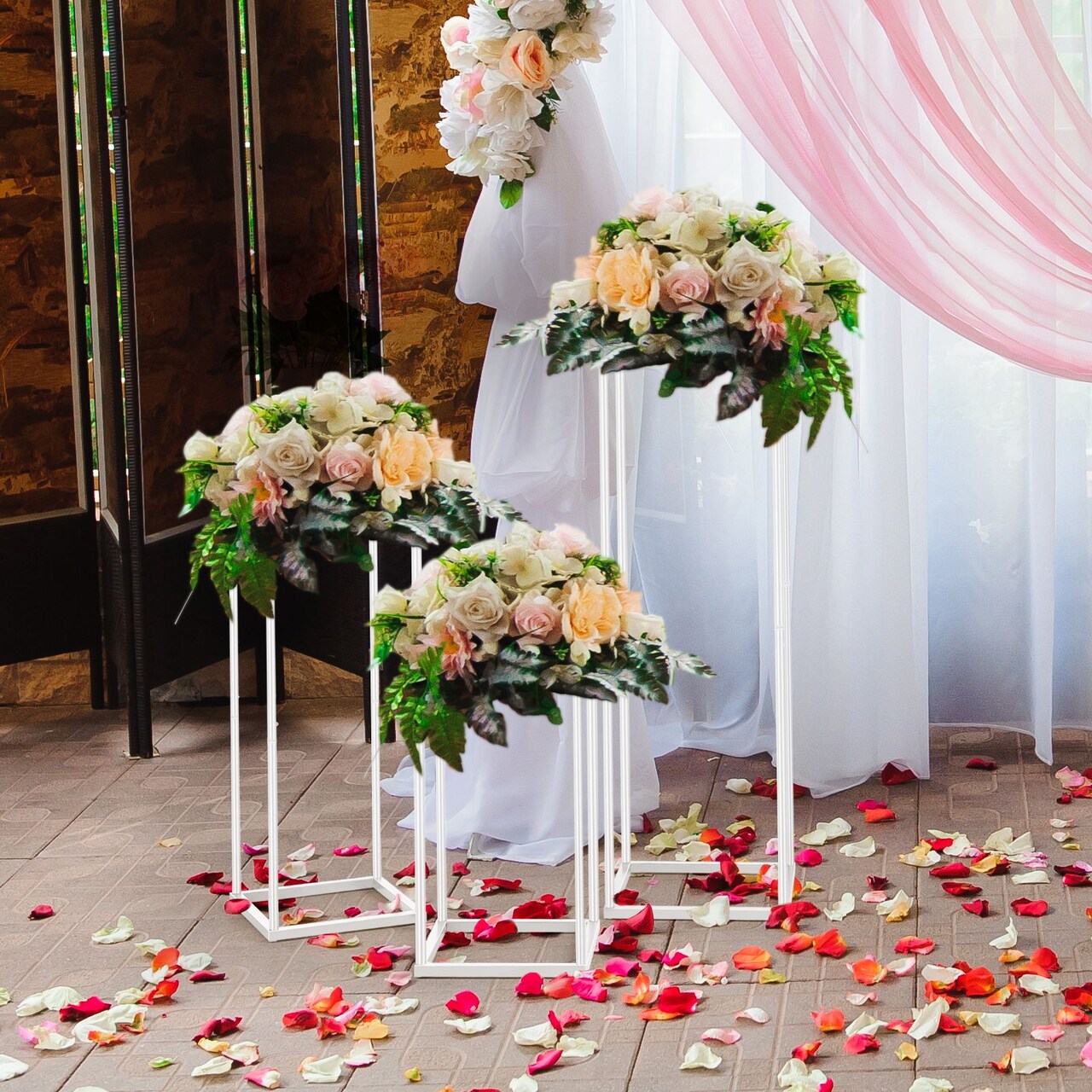 3pcs s + m + l Wedding Centerpieces for Tables with Mesh Plates for Party, Weddings